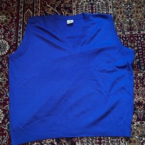 V-Neck Blue Sleeveless Sweater